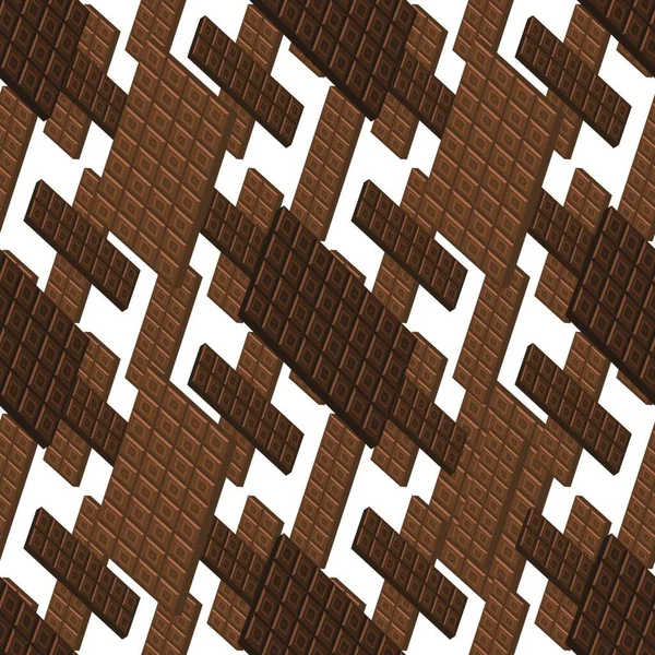 Barre Chocolat Brun Lait Modèle Sans Couture Sweet Food Illustration — Image vectorielle