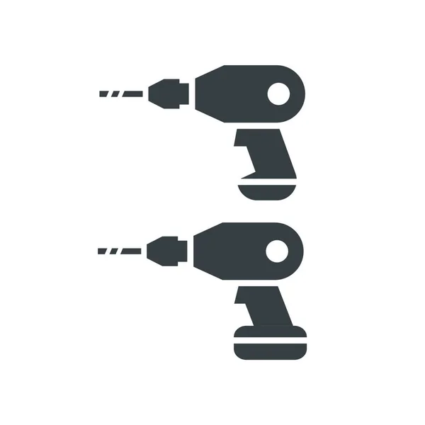 Drill Electric Screwdriver Instrument Black Pictogram Vector Icon — Stock Vector