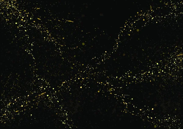 Gold Glitter Υφή Μαύρο Φόντο Gold Dust Effect Χρωματιστά Σωματίδια — Διανυσματικό Αρχείο