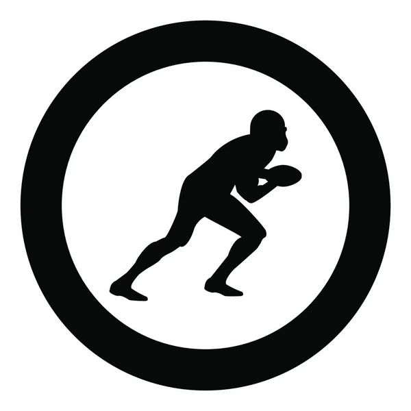 American Football Player Icon Black Color Circle Vector Illustration — Stock Vector