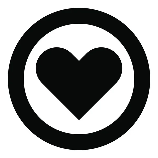 Icône Coeur Couleur Noire Cercle Illustration Vectorielle Ronde — Image vectorielle