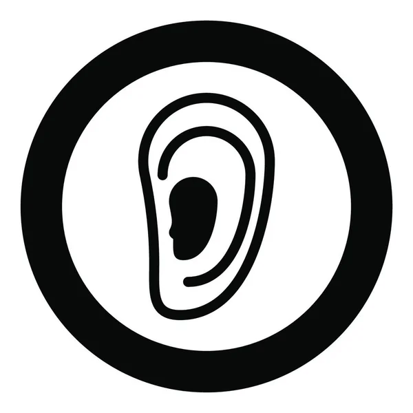 Ohr Symbol Schwarze Farbe Kreis Oder Runde Vektorabbildung — Stockvektor