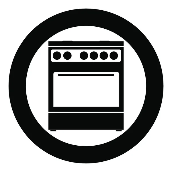 Estufa Cocina Icono Color Negro Círculo Redonda Ilustración Vectorial — Archivo Imágenes Vectoriales