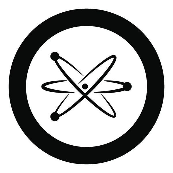 Atom Εικονίδιο Μαύρο Χρώμα Κύκλο Γύρο Εικονογράφηση Διάνυσμα — Διανυσματικό Αρχείο