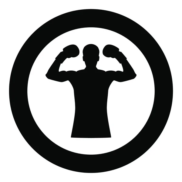 Icono Del Boxeador Color Negro Círculo Ilustración Vectorial Redonda — Archivo Imágenes Vectoriales