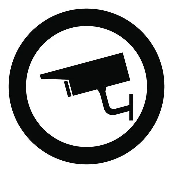 Video Überwachungssymbol Schwarze Farbe Kreis Oder Runde Vektorabbildung — Stockvektor