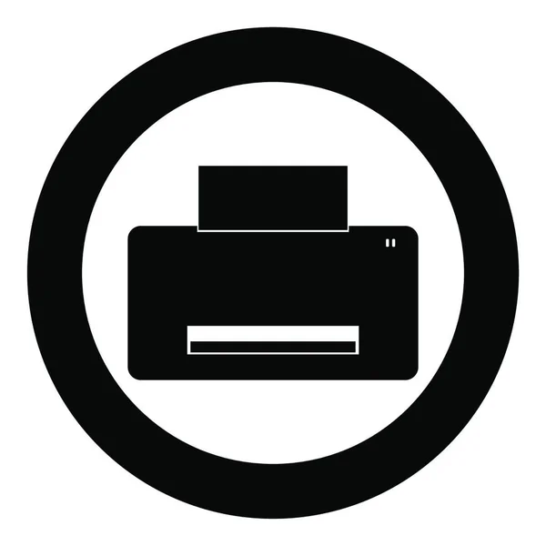 Icono Impresora Color Negro Círculo Ilustración Vectorial Redonda — Vector de stock