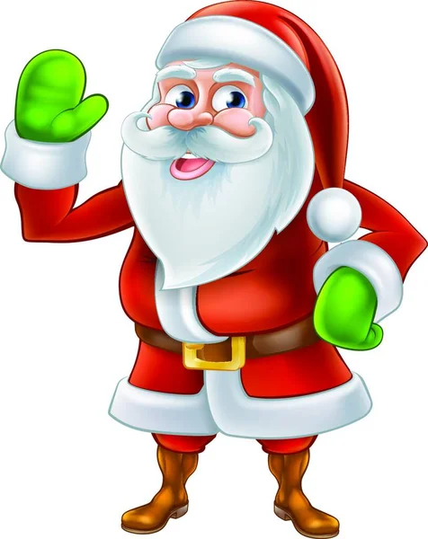 Une Illustration Personnage Heureux Cartoon Père Noël Agitant — Image vectorielle