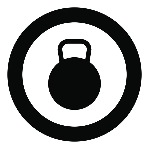 Kettlebell Εικονίδιο Μαύρο Χρώμα Κύκλο Γύρο Εικονογράφηση Διάνυσμα — Διανυσματικό Αρχείο