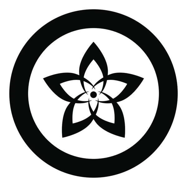 Λουλούδι Εικονίδιο Μαύρο Χρώμα Κύκλο Γύρο Εικονογράφηση Διάνυσμα — Διανυσματικό Αρχείο