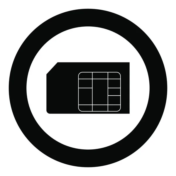 Черный Цвет Иконки Sim Card Круге Круглой Векторной Иллюстрации — стоковый вектор