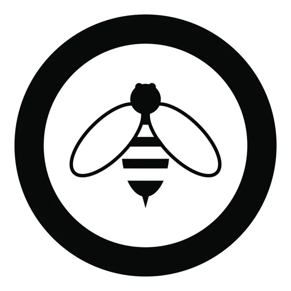 Icono Abeja Color Negro Círculo Ilustración Vectorial Redonda — Vector de stock