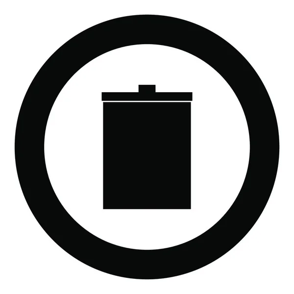 Mülleimer Symbol Schwarze Farbe Kreis Oder Runde Vektorabbildung — Stockvektor