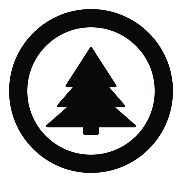 Χριστουγεννιάτικο Δέντρο Εικονίδιο Μαύρο Χρώμα Κύκλο Γύρο Εικονογράφηση Διάνυσμα — Διανυσματικό Αρχείο