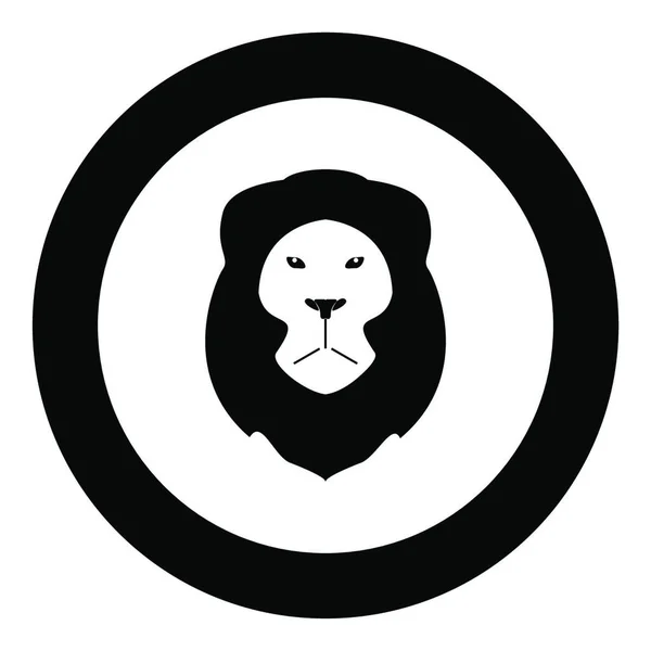 Löwenkopf Symbol Schwarze Farbe Kreis Oder Runde Vektorabbildung — Stockvektor