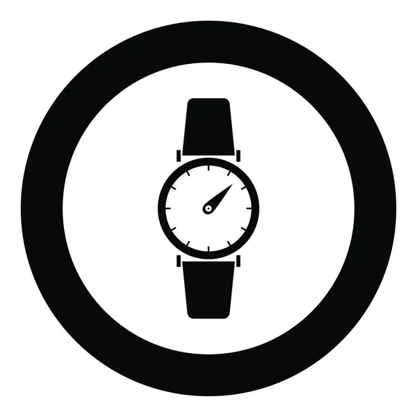 Horloge Handje Zwarte Kleur Cirkel Ronde Vectorillustratie — Stockvector