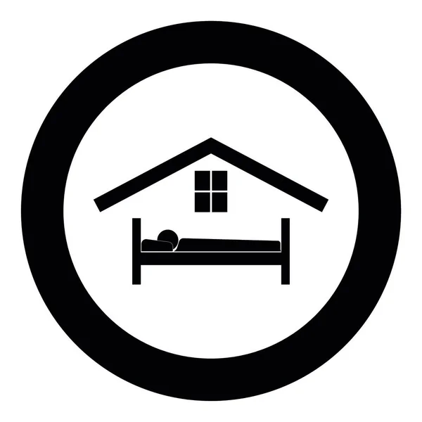 サークル ベクトル図で色のベッド ホテル アイコン黒の男 — ストックベクタ