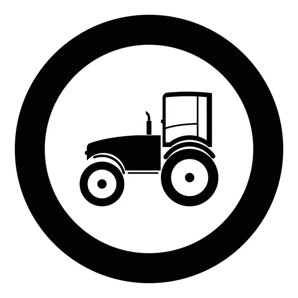 Tractor Icono Color Negro Ilustración Vector Círculo — Vector de stock