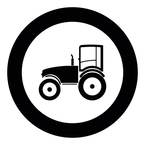 Tractor Icono Color Negro Ilustración Vector Círculo — Archivo Imágenes Vectoriales