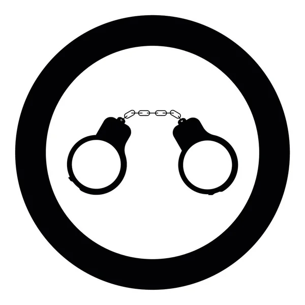 Icône Menottes Couleur Noire Dans Illustration Vectorielle Circulaire — Image vectorielle