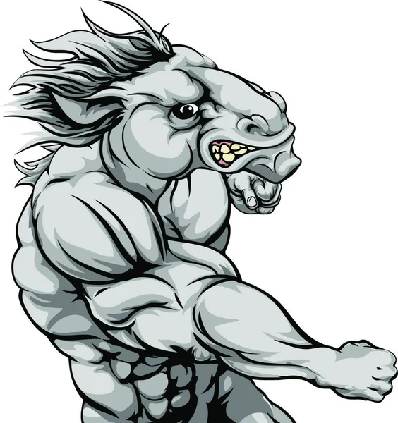 Illustration Fierce Horse Animal Character Sports Mascot Punching — Stock Vector