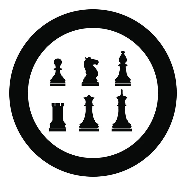 Шахові Фігури Значок Чорного Кольору Колі Векторні Ілюстрації — стоковий вектор
