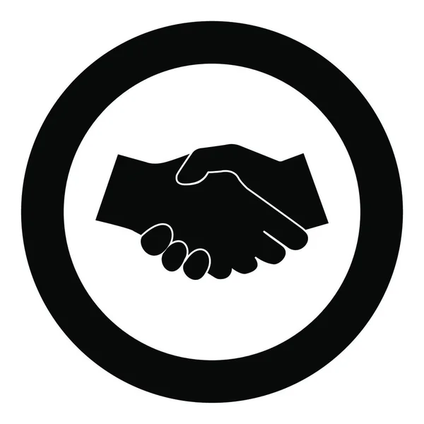 Business Handshake Symbol Schwarze Farbe Kreis Vektor Illustration — Stockvektor