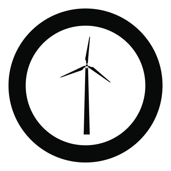 Ícone Turbina Eólica Cor Preta Círculo Ilustração Vetorial —  Vetores de Stock