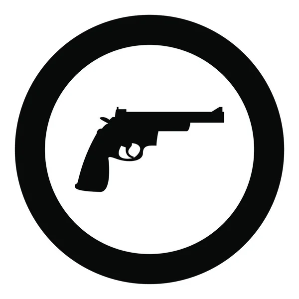 Pistool Revolver Pictogram Zwarte Kleur Cirkel Vector Illustratie — Stockvector