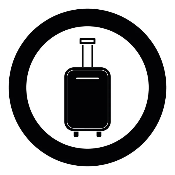 Αποσκευές Τσάντα Μαύρο Εικονίδιο Στην Εικονογράφηση Διάνυσμα Κύκλο Απομονωμένη Επίπεδη — Διανυσματικό Αρχείο