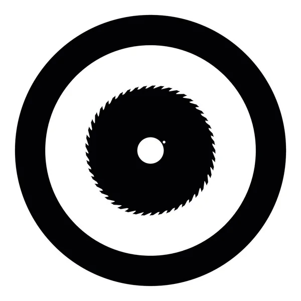 Черный Значок Циркулярной Пилы Векторной Иллюстрации Круга Изолированный Плоский Стиль — стоковый вектор