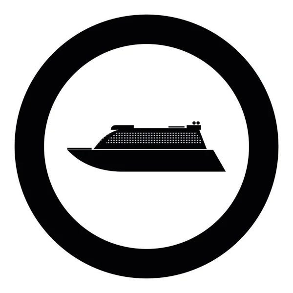 Crucero Transatlántico Icono Negro Círculo Vector Ilustración Aislado Estilo Plano — Archivo Imágenes Vectoriales