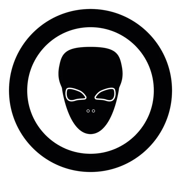 外星外星人脸或头黑色图标圆形矢量插图孤立平面样式 — 图库矢量图片