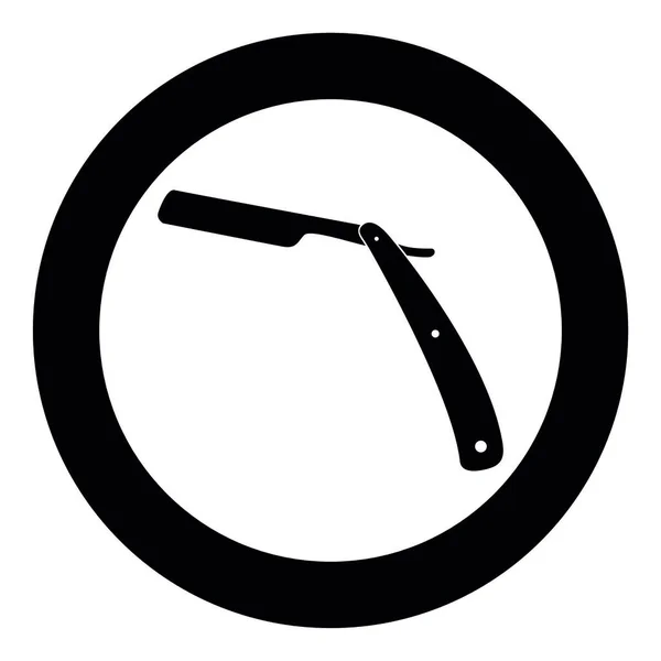 Straight Razor Black Icon Circle Vector Illustration Isolated Flat Style — Stock Vector