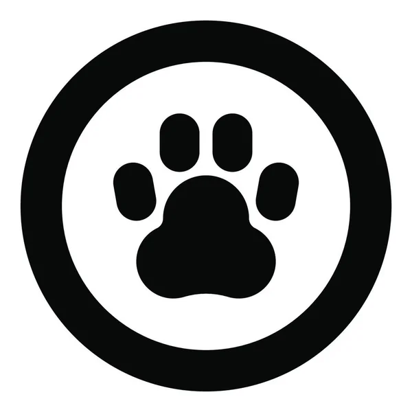 Animal Footprint Icon Black Color Circle Vector Illustration Isolated — Stock Vector