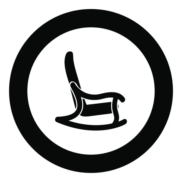 Rocking Καρέκλα Εικονίδιο Μαύρο Χρώμα Κύκλο Διανυσματική Απεικόνιση Απομονωμένη — Διανυσματικό Αρχείο