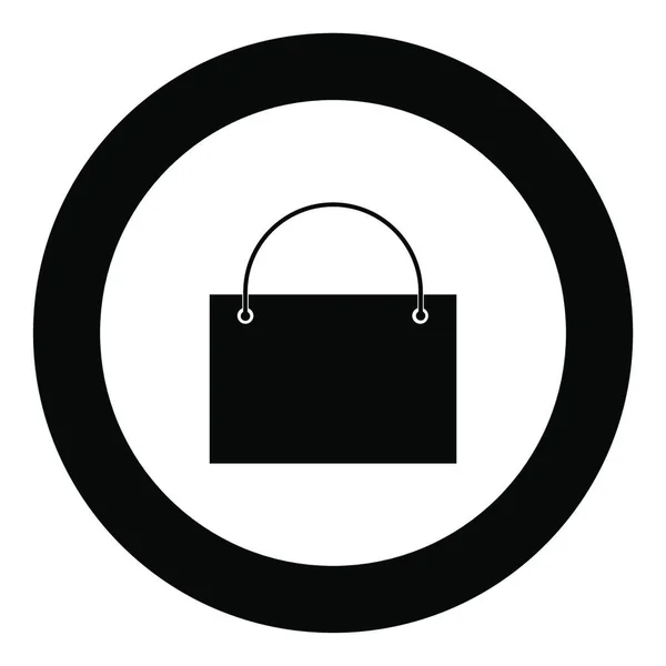 Einkaufstasche Symbol Schwarze Farbe Kreis Vektor Illustration Isoliert — Stockvektor