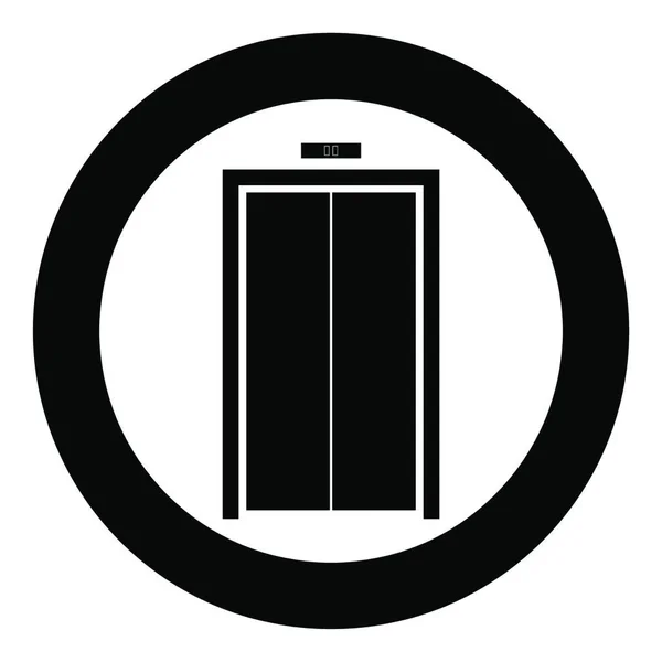 Asansör Kapıları Simge Siyah Renkli Daire Vektör Illüstrasyon Izole — Stok Vektör