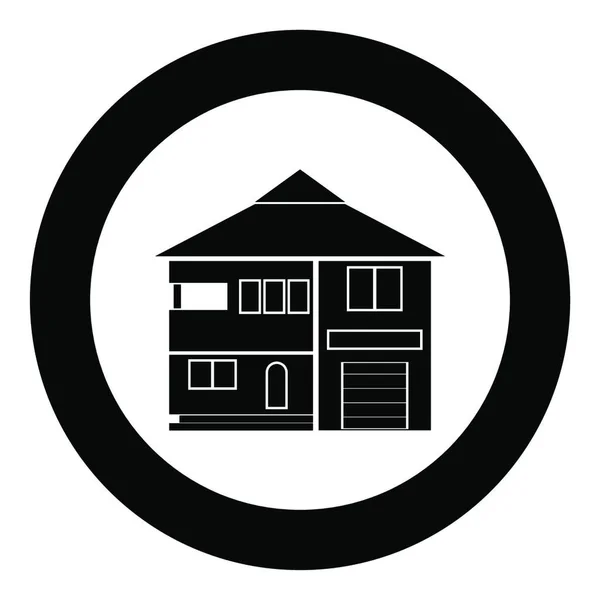 サークル ベクトル図で分離された家アイコン ブラック色 — ストックベクタ