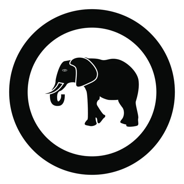 Icône Éléphant Couleur Noire Dans Illustration Vectorielle Cercle Isolé — Image vectorielle