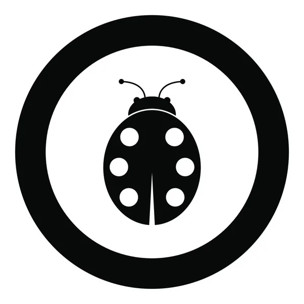 Zwart Lieveheersbeestje Pictogram Cirkel Vectorillustratie Geïsoleerd — Stockvector