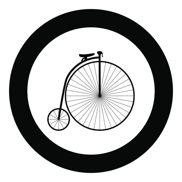 Retro Bicycle Black Icon Circle Vector Illustration Isolated — Stock Vector