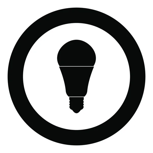 Ampoule Led Icône Noire Cercle Vectoriel Illustration Isolé — Image vectorielle