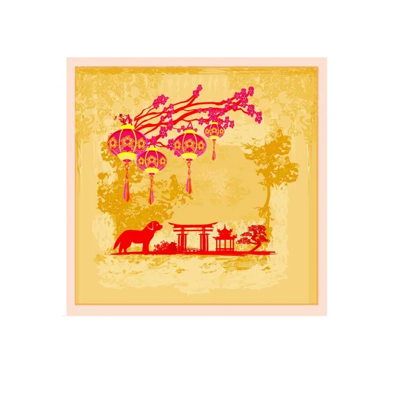 Carte Nouvel Chinoise Avec Style Japonais Traditionnel — Image vectorielle