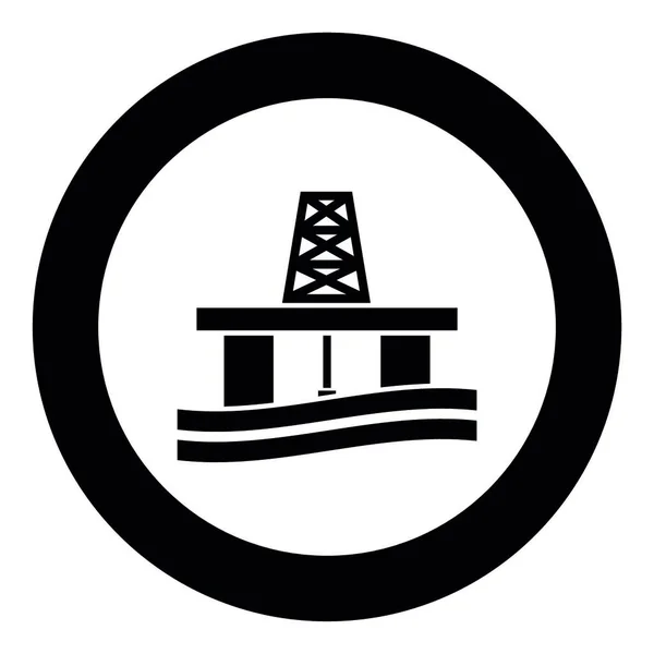 Icona Della Piattaforma Petrolifera Colore Nero Vettoriale Illustrazione Semplice Immagine — Vettoriale Stock