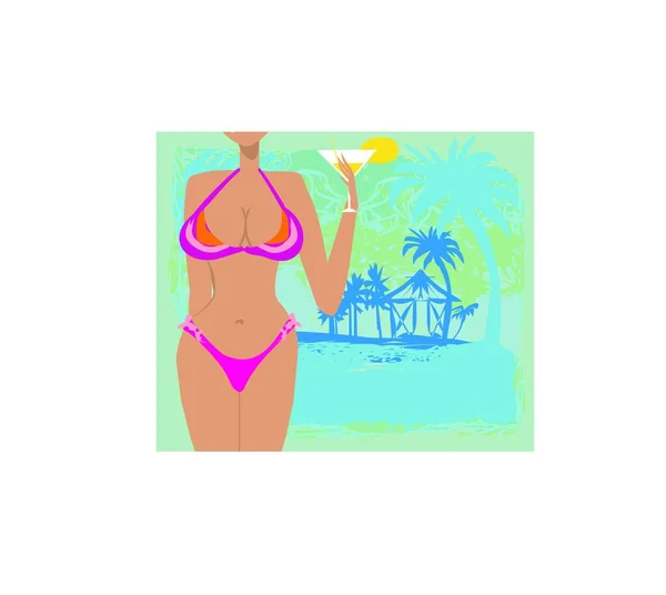 Sexy Playa Chica Marco — Archivo Imágenes Vectoriales