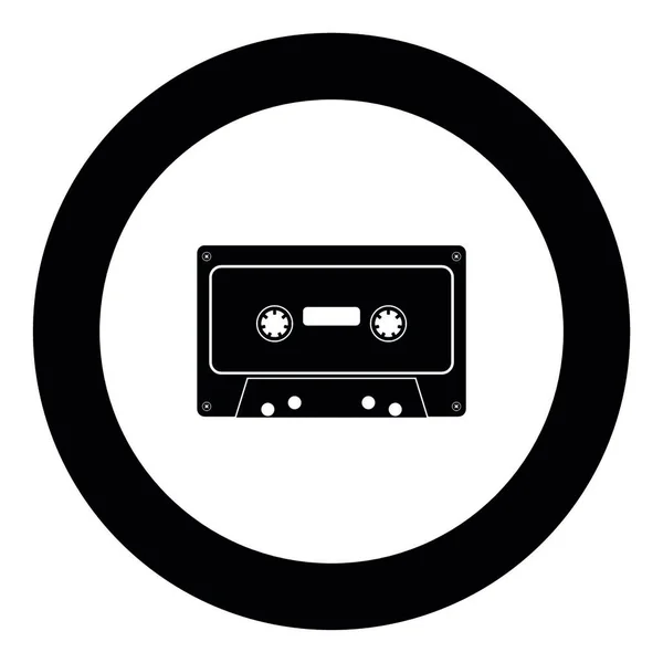 Иконка Аудио Кассеты Retro Черного Цвета Векторной Иллюстрации Круглого Круга — стоковый вектор