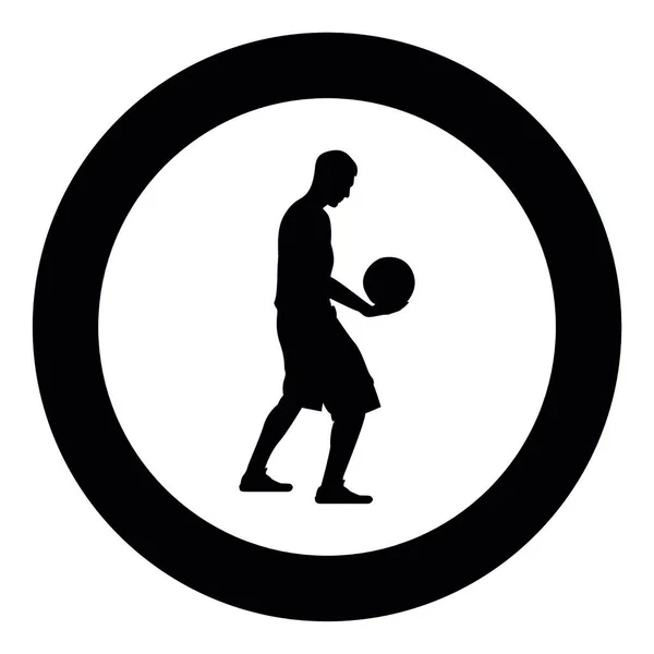 Baloncesto Jugador Sosteniendo Pelota Hombre Sosteniendo Icono Silueta Baloncesto Vector — Archivo Imágenes Vectoriales