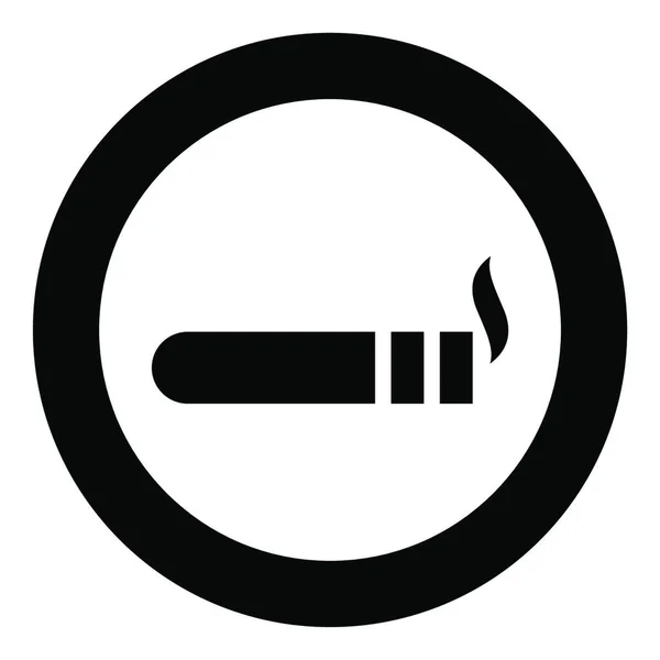 煙付きシガー 高級ハバナ葉巻 喫煙葉巻コンセプトアイコンを丸く黒色ベクトルイラスト フラットスタイルシンプルなイメージ — ストックベクタ