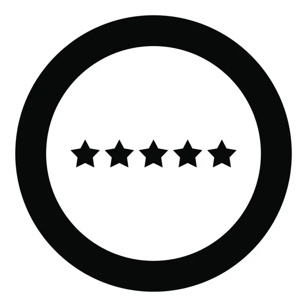 Vijf Sterren Sterren Rating Concept Pictogram Cirkel Ronde Zwarte Kleur — Stockvector